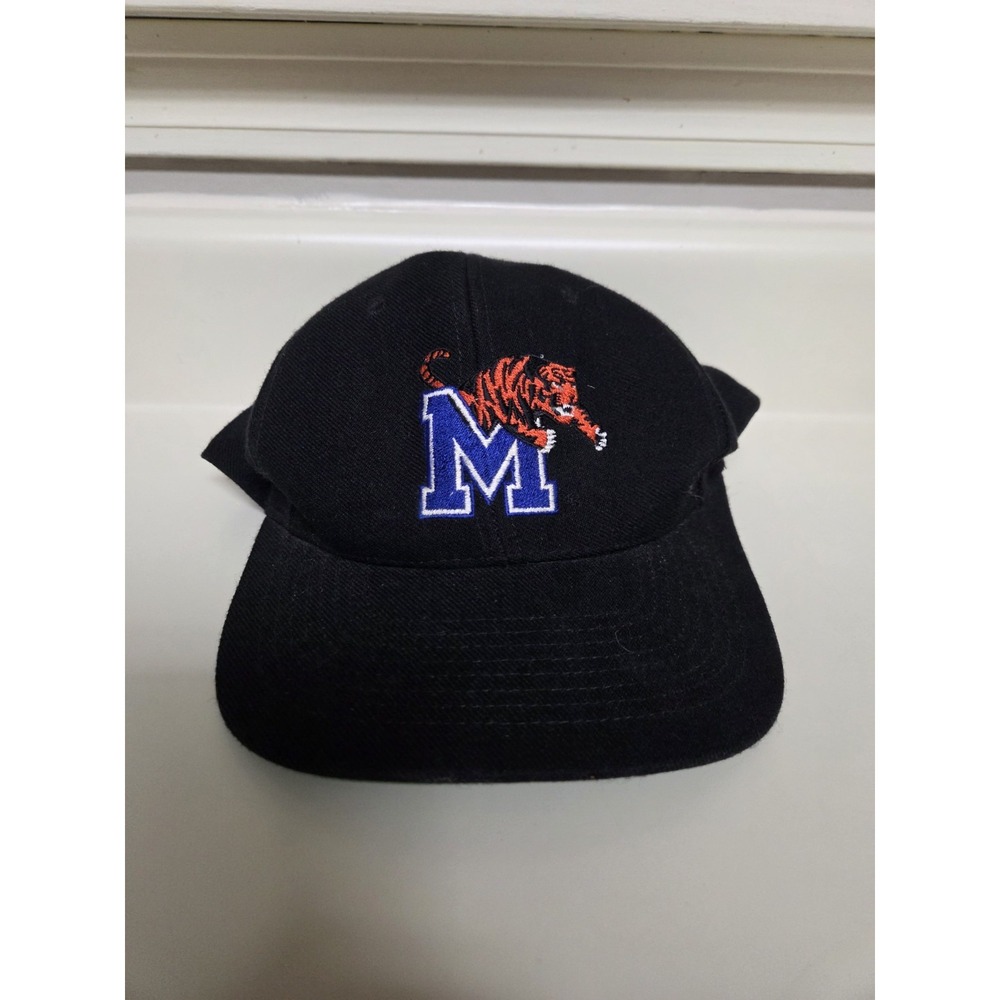 Memphis Tigers Hat Cap Snapback Black Blue Orange Script Logo Adjustable